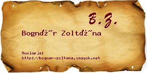 Bognár Zoltána névjegykártya